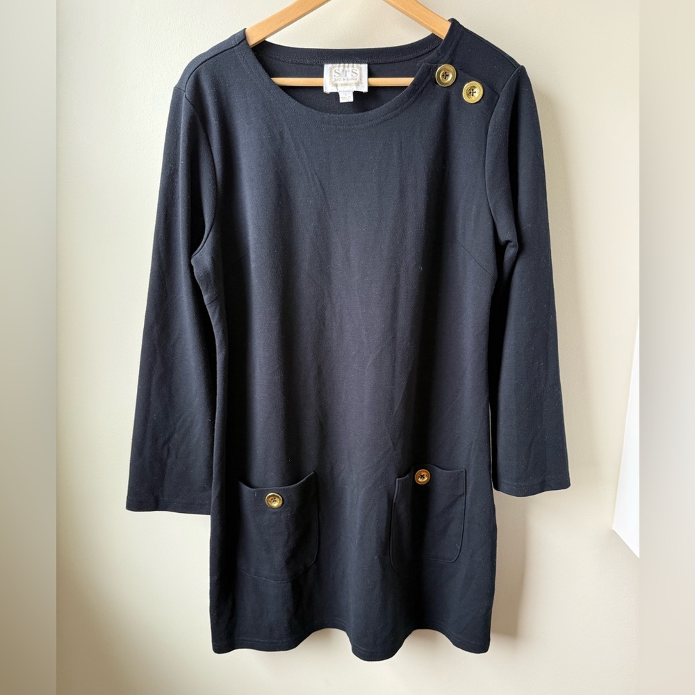SAIL TO‎ SABLE STS Black Coastal Dress Nautical Classic Preppy Minimalist L